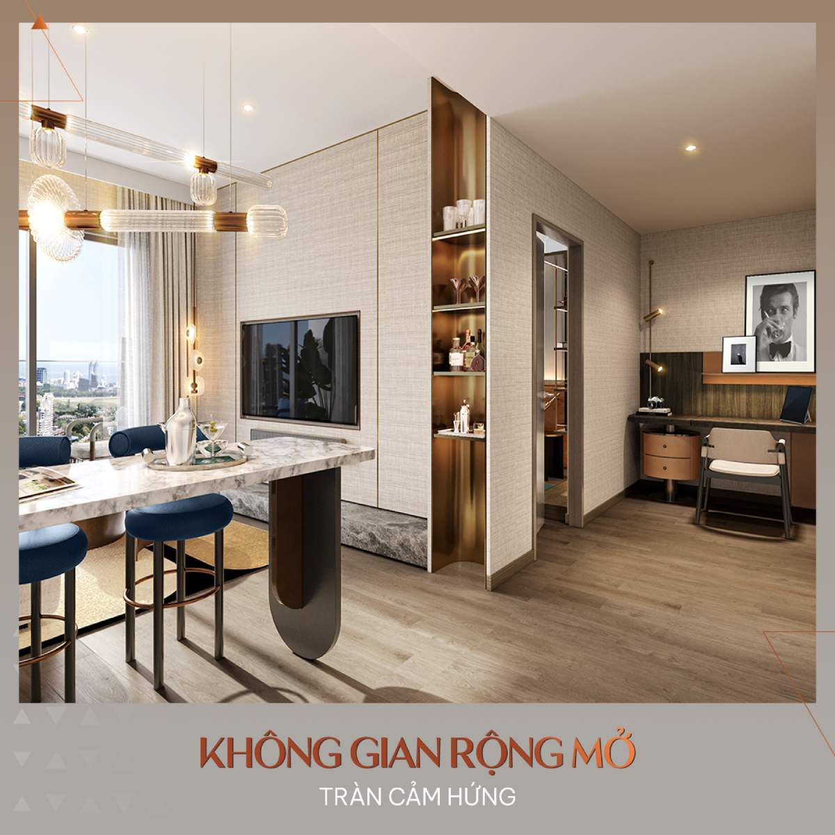 Không gian phòng khách rộng mở