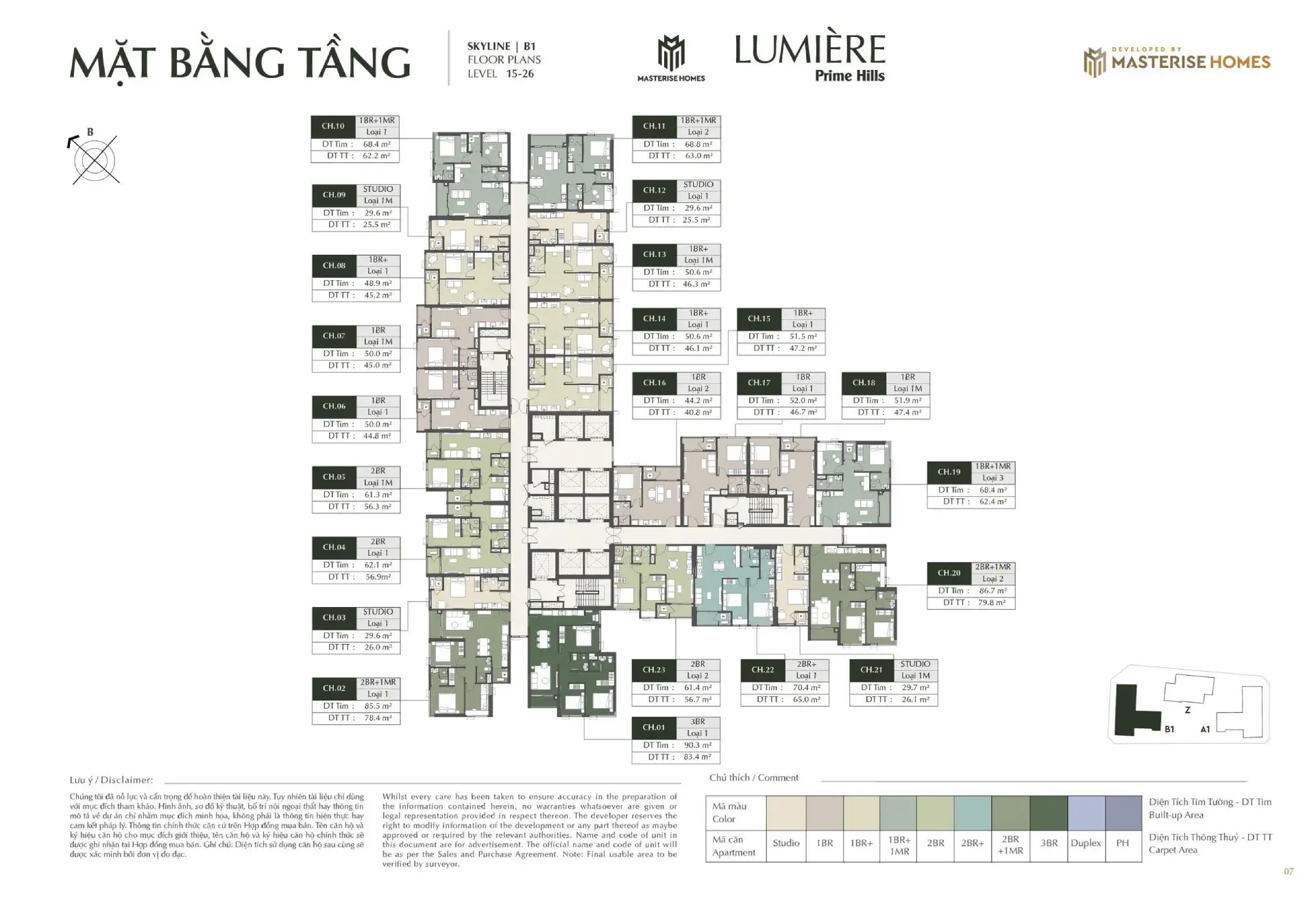 Mặt bằng tòa SKYLINE LUMIÈRE Prime Hills