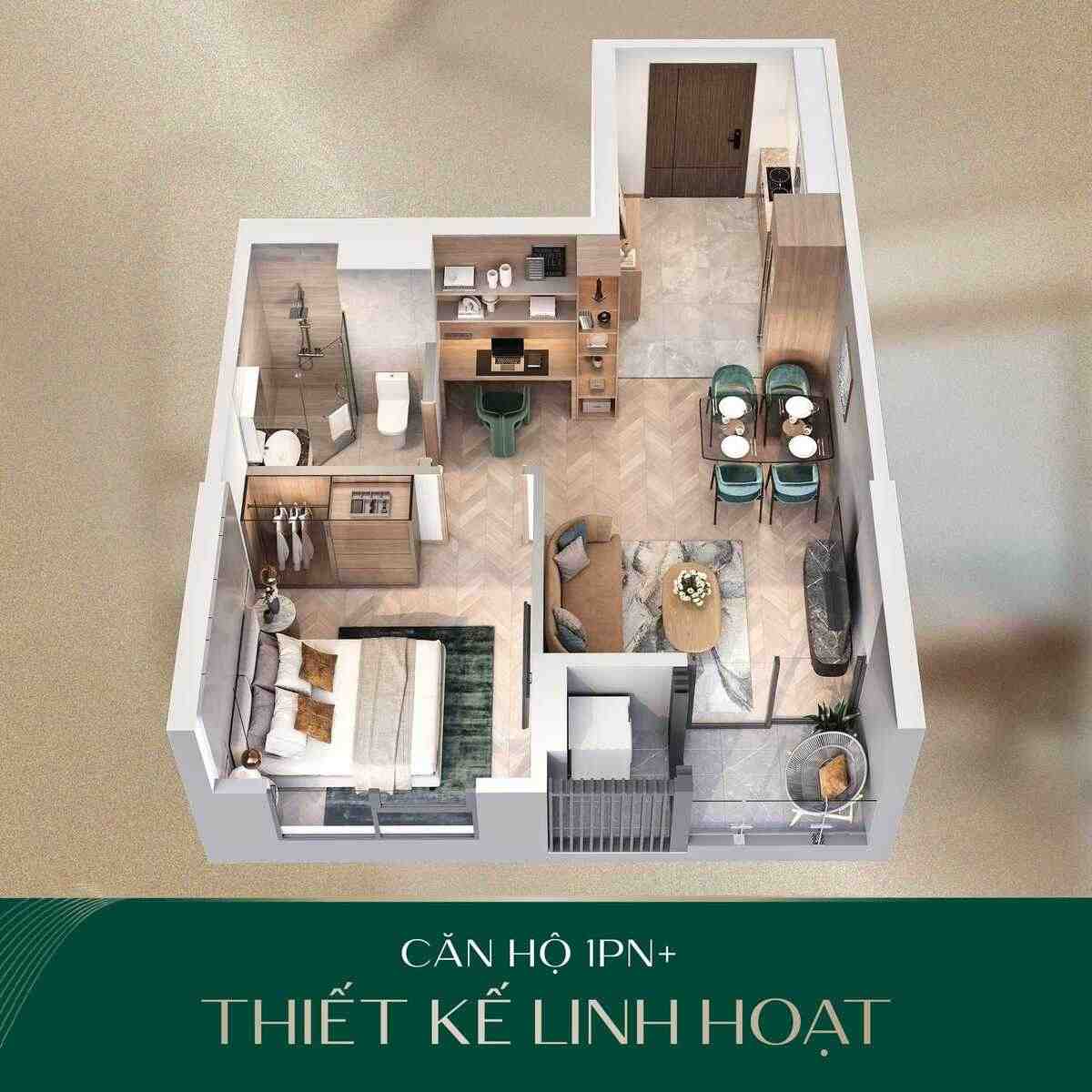 Thiết kế linh hoạt của căn hộ 1PN +
