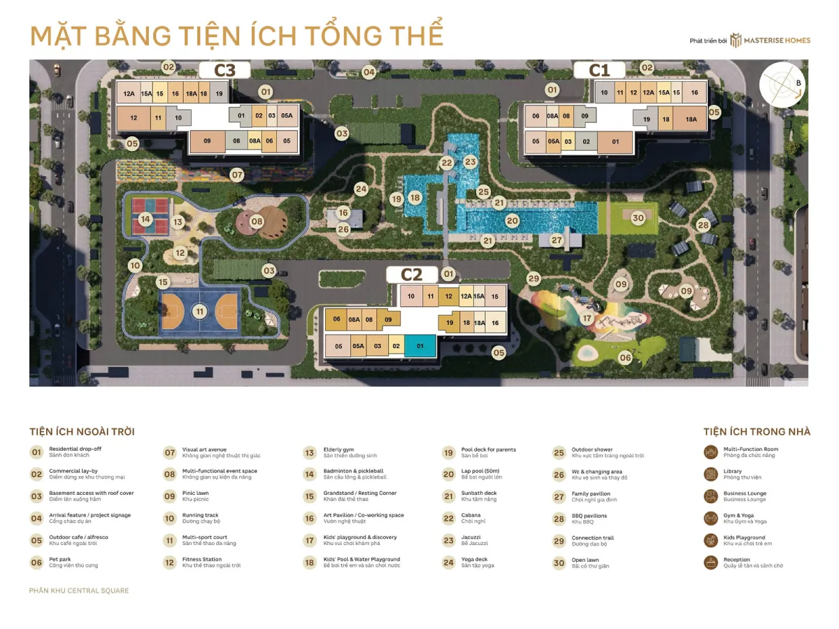 Mặt bằng phân khu Central Square - Masteri Trinity Square