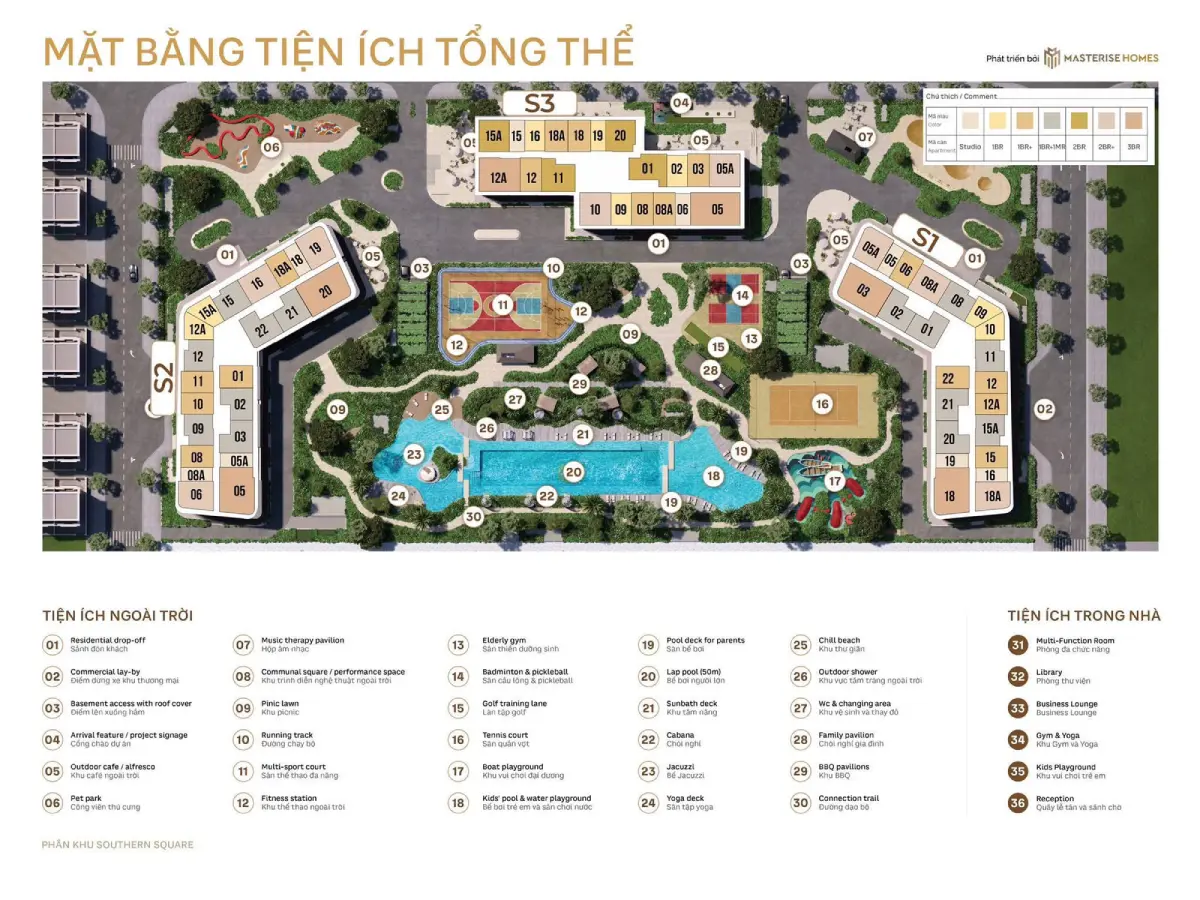 Mặt bằng phân khu Southern Square - Masteri Trinity Square